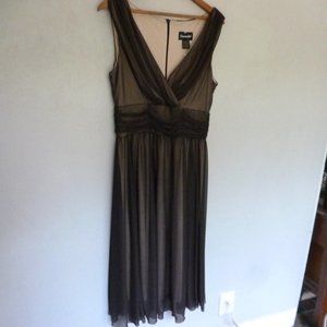 Connected chiffon illusion crossover sleeveless midi party dress size 12